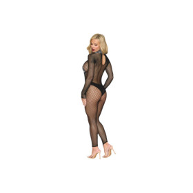 Bodystocking en résille grosse maille et finition strass 